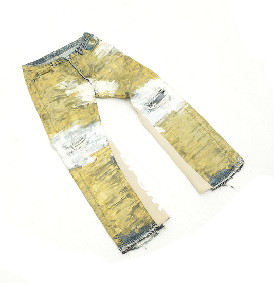 Vintage. Liquid Wax Denim Pants (Gold)