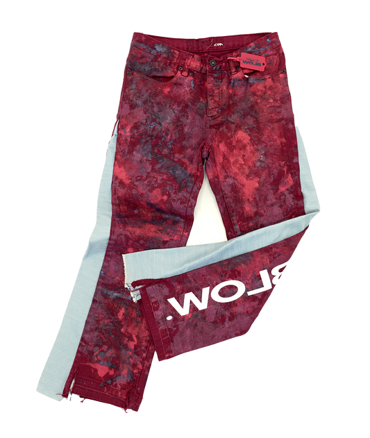 Vintage. Liquid Wax Denim Pants (Red)